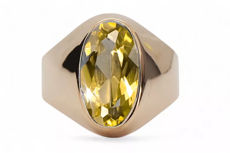 Ring Vintage Yellow Peridot Original Vintage 14K Rose Gold vrc077r